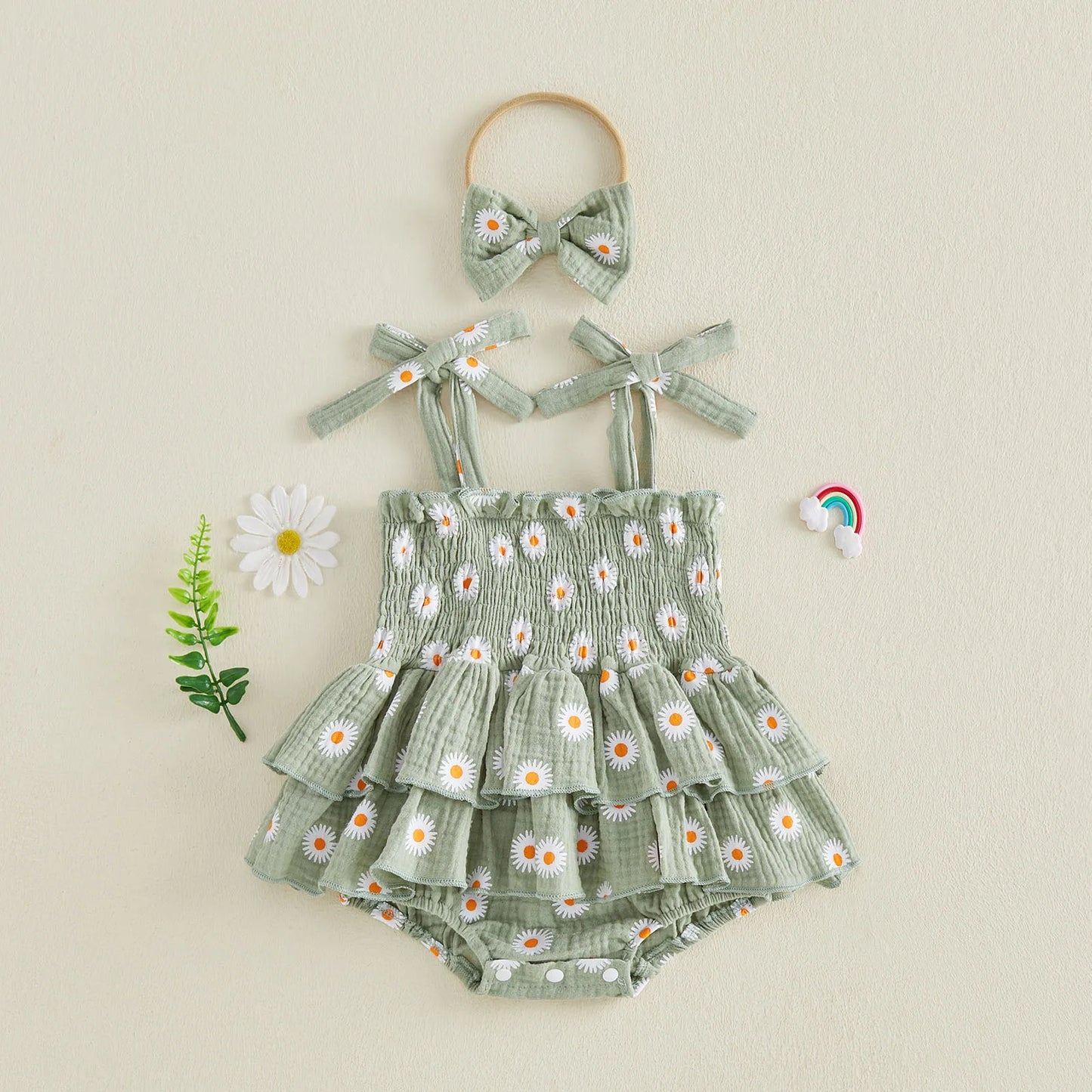 Bodysuits - Summer - Girl - 0 to 18m 👉 🌼 Daisy Tiered Baby Bodysuit Dress Set