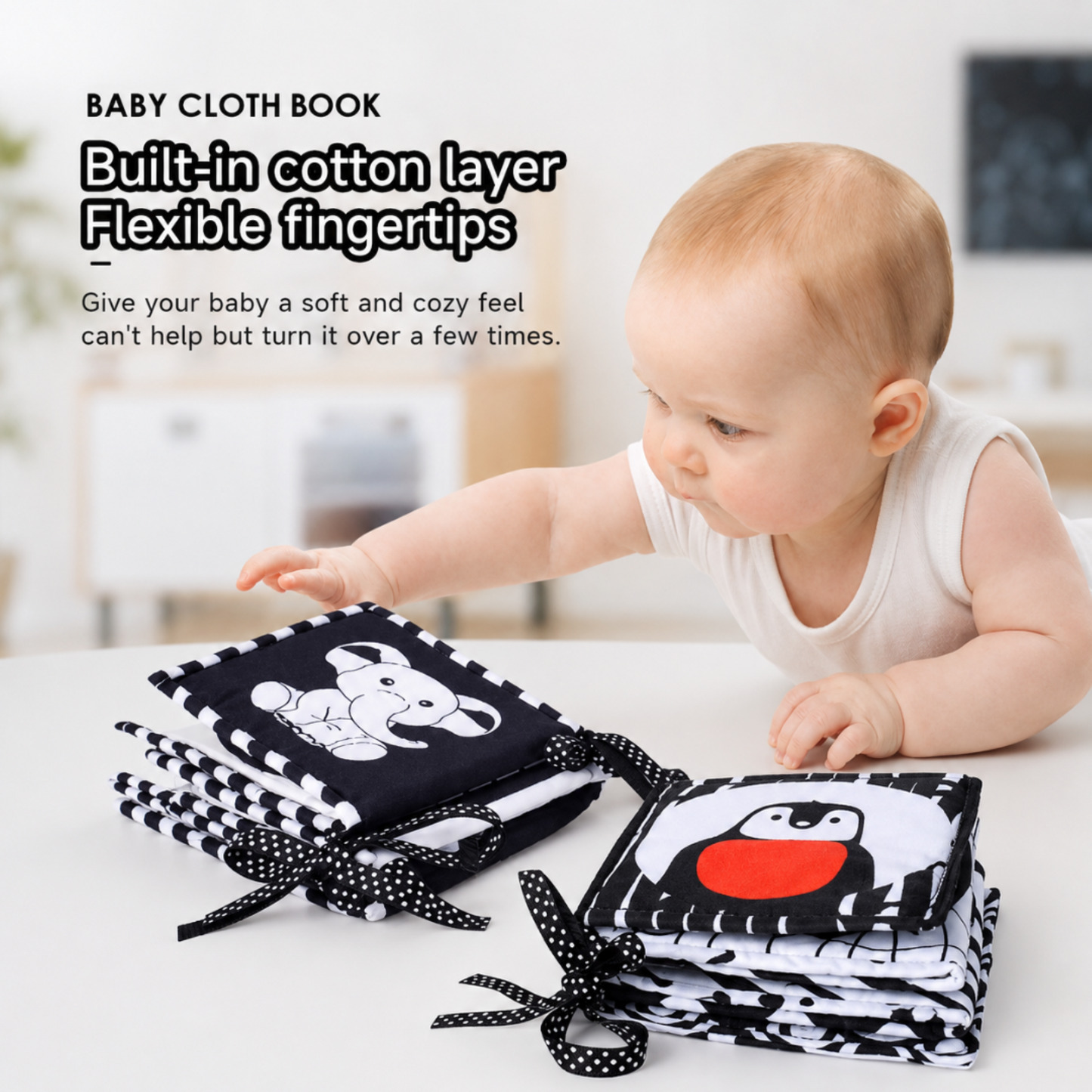 Books - Baby PARENT-Child Learning By Soft Cloth Book - 1m to 36m - 3D Touch & Feel High-Contrast Sensory Cloth Book