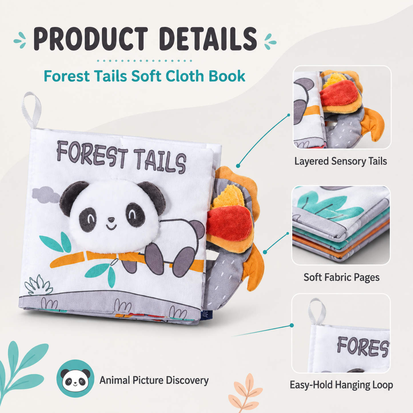 Books - Baby PARENT-Child Learning By Soft Cloth Book - 1m to 36m - 3D Touch & Feel High-Contrast Sensory Cloth Book