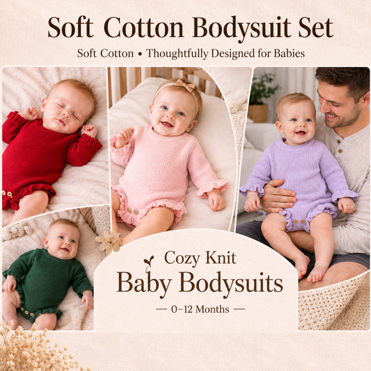 Bodysuits - Autumn - Girl & Boy - 0-12M 🍂 Baby Autumn Knit Cotton Bodysuit
