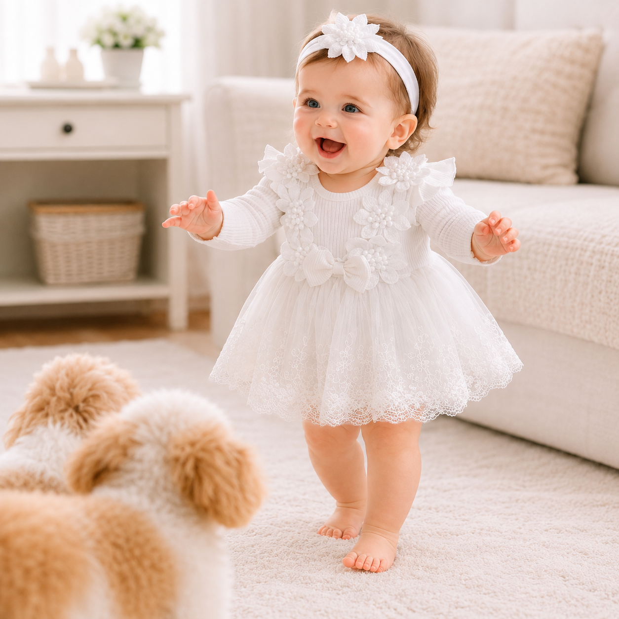 Bodysuits - Autumn - Girl - 3m to 18m 🌸 Baby Girl Floral Bow Bodysuit Dress Set