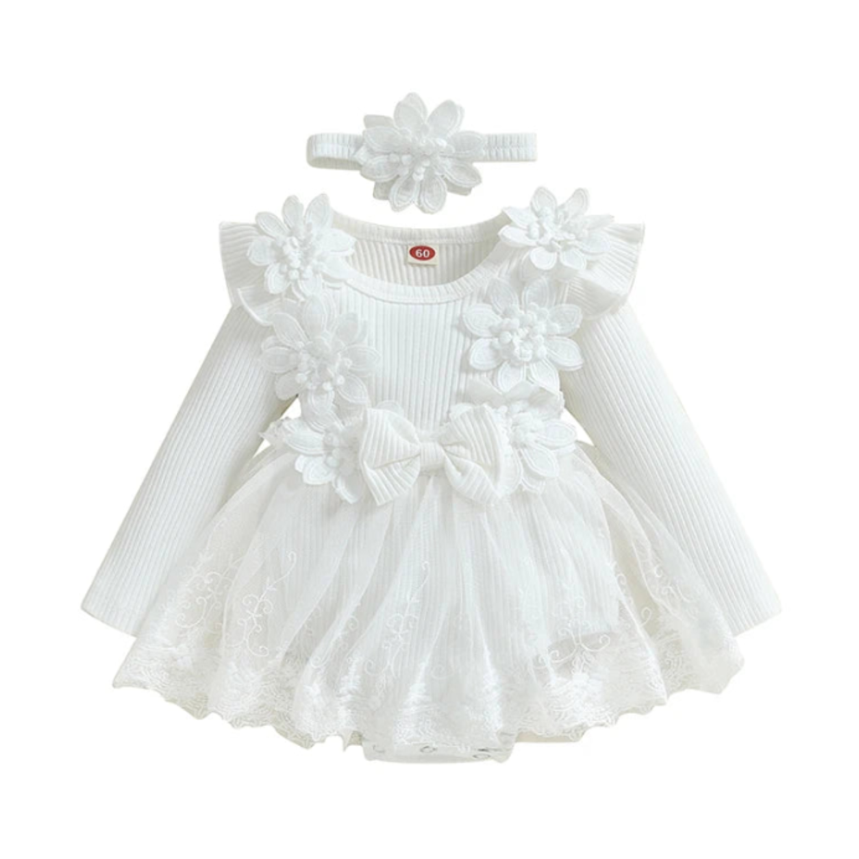 Bodysuits - Autumn - Girl - 3m to 18m 🌸 Baby Girl Floral Bow Bodysuit Dress Set