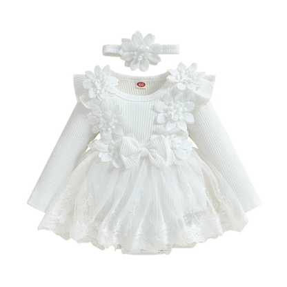 Bodysuits - Autumn - Girl - 3m to 18m 🌸 Baby Girl Floral Bow Bodysuit Dress Set