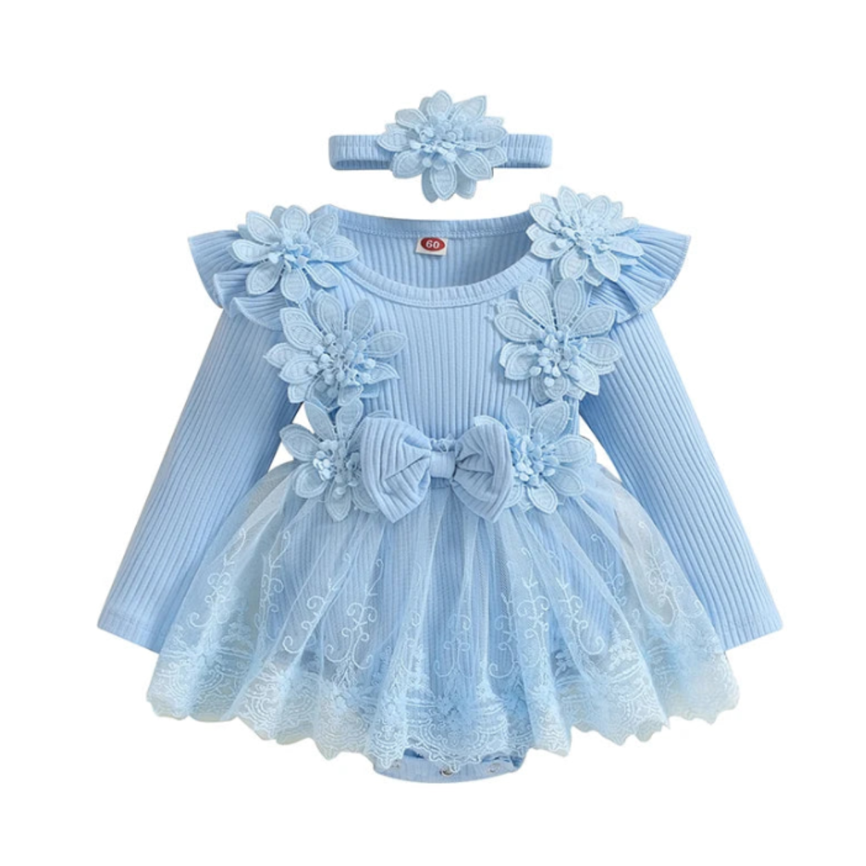Bodysuits - Autumn - Girl - 3m to 18m 🌸 Baby Girl Floral Bow Bodysuit Dress Set