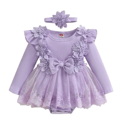 Bodysuits - Autumn - Girl - 3m to 18m 🌸 Baby Girl Floral Bow Bodysuit Dress Set