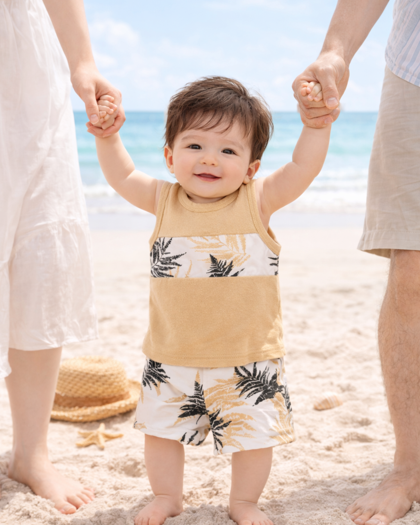 Matching - Sets - Summer - Boy - 3m to 18m 👦 Minimalist Coconut Tree Vacation Set