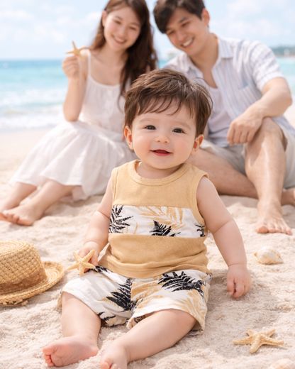 Matching - Sets - Summer - Boy - 3m to 18m 👦 Minimalist Coconut Tree Vacation Set
