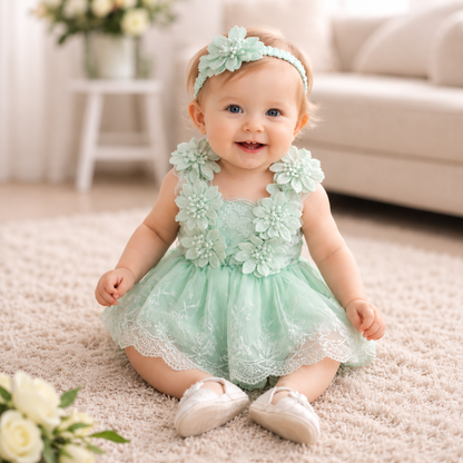 Bodysuits - Summer - Girl - 0 to 24m 👗 Floral Embroidery Baby Bodysuit Set