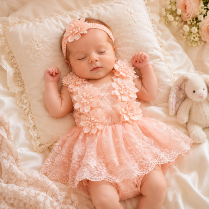 Bodysuits - Summer - Girl - 0 to 24m 👗 Floral Embroidery Baby Bodysuit Set