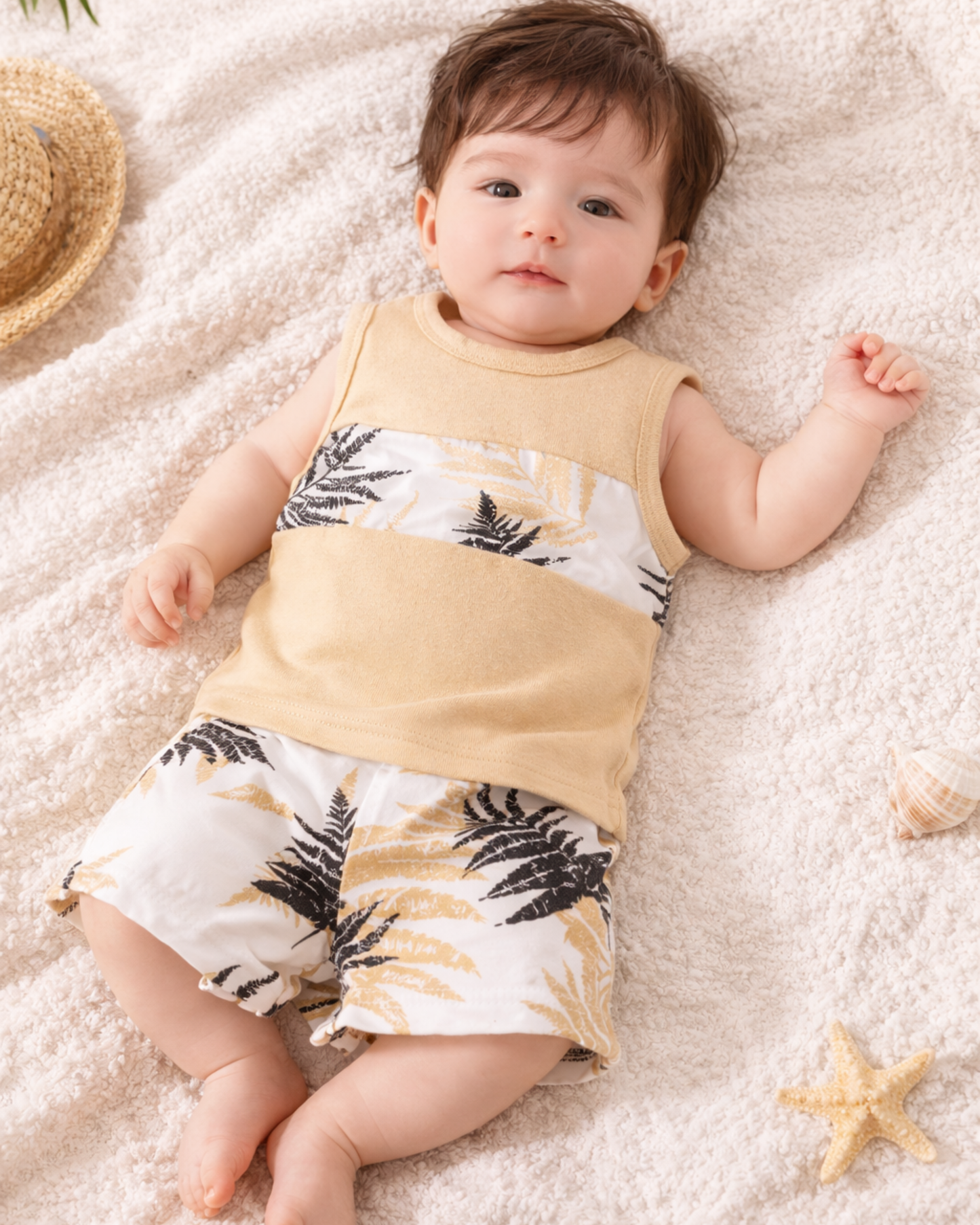 Matching - Sets - Summer - Boy - 3m to 18m 👦 Minimalist Coconut Tree Vacation Set