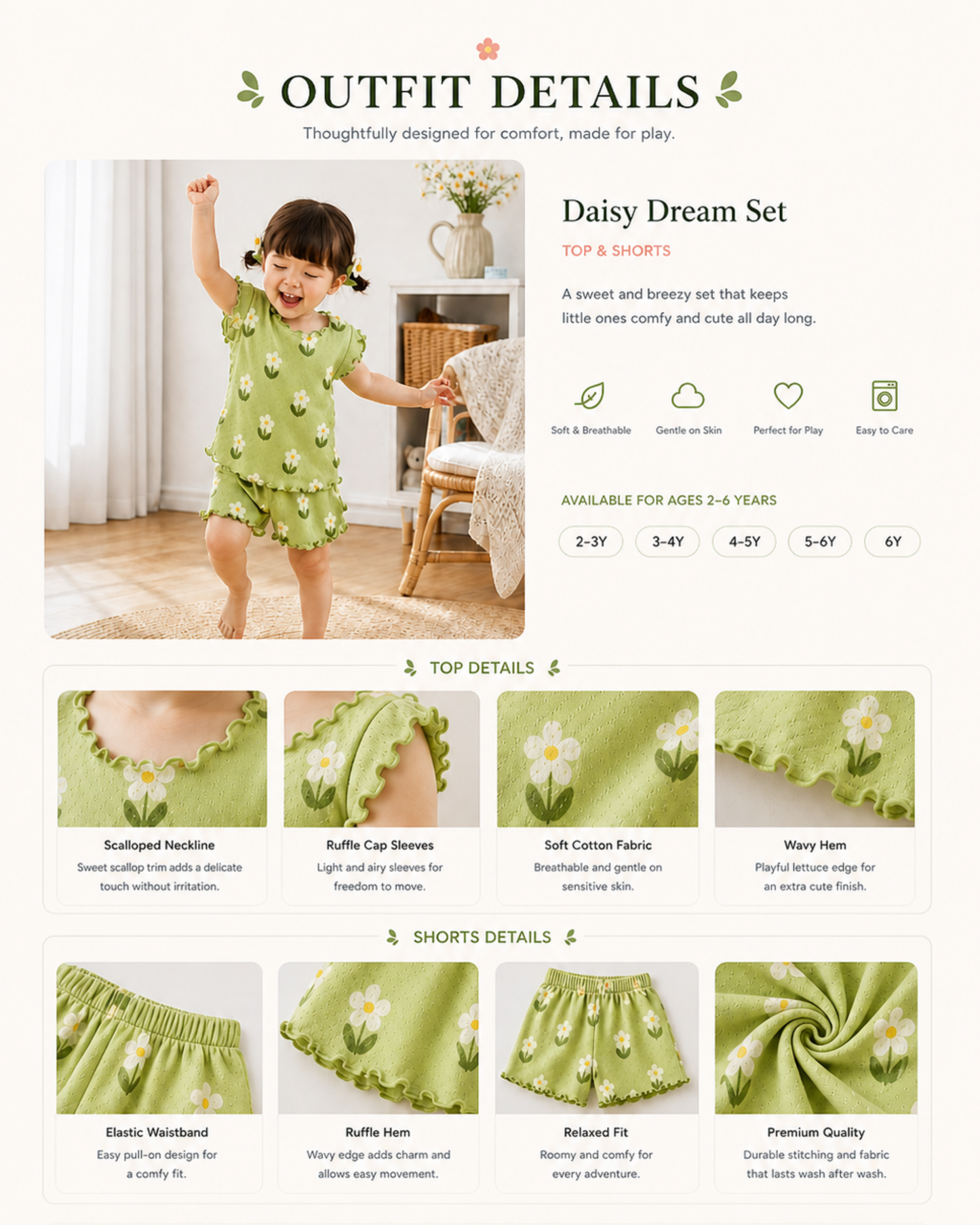 Matching - Sets - 2 to 6 Years👗 2026 Summer Floral Pajama Set for Girls