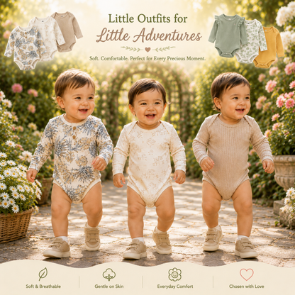 Bodysuits - Bundle Deal - Summer - Girl & Boy - 3m to 12m 👶🌸 Baby Cotton Bodysuit Set of 3 Main