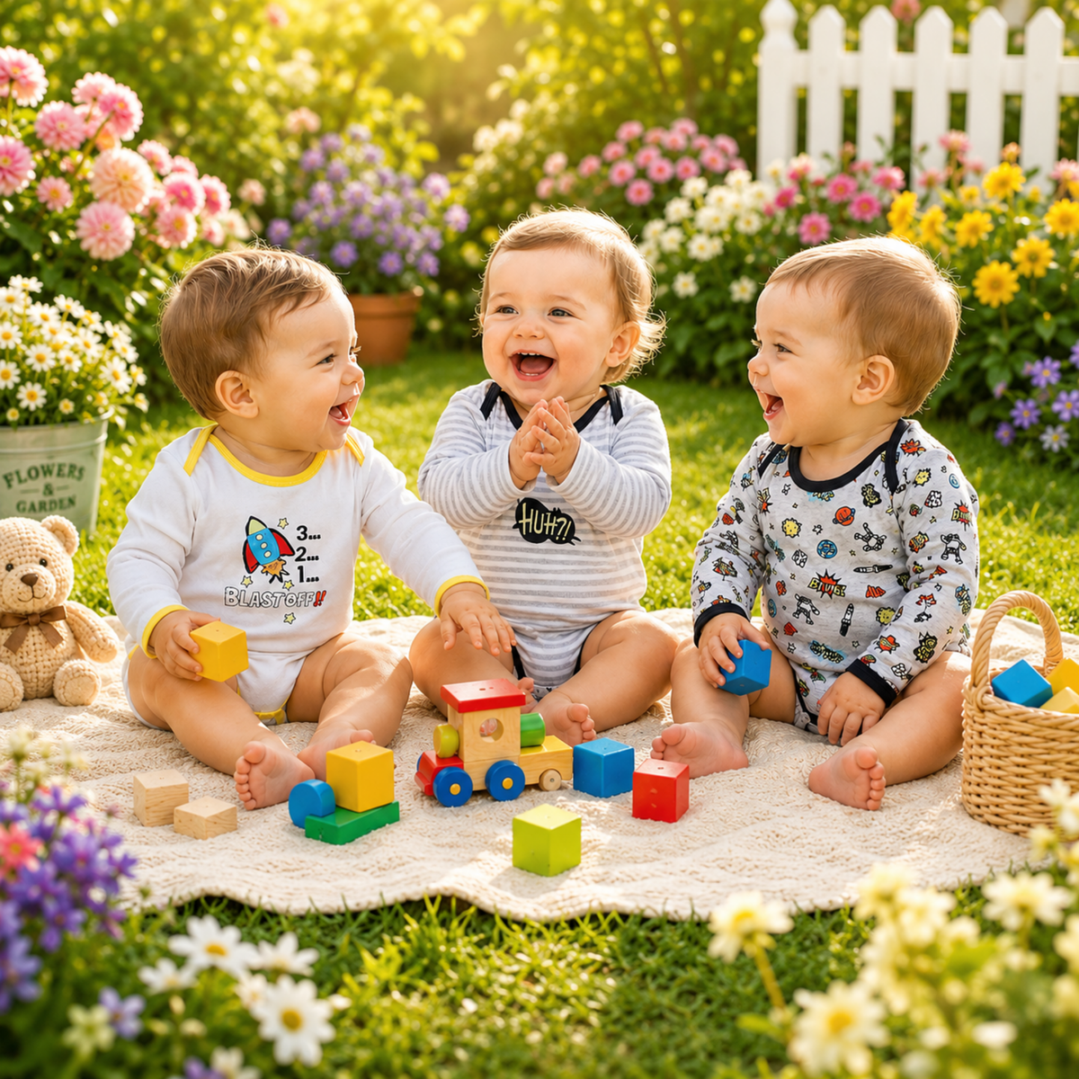 Bodysuits - Bundle Deal - Summer - Girl & Boy - 3m to 12m 👶🌸 Baby Cotton Bodysuit Set of 3 Main
