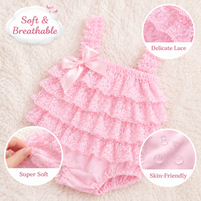 Bodysuits - Summer - Girl - 3m to 3y 👗 Soft Lace Ruffle Bodysuit for Baby Girls