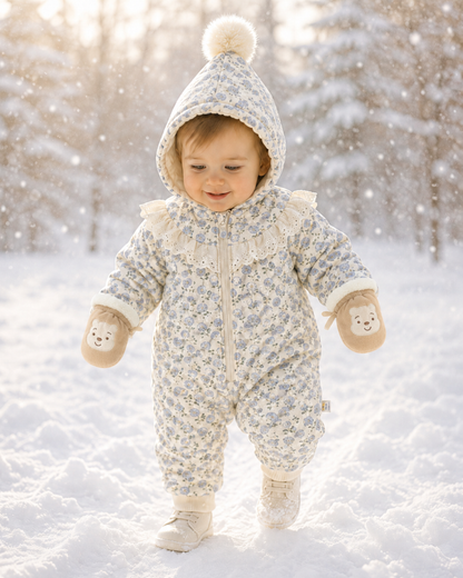 Jumpsuits – Winter – Girls – Newborn – 24 Months –👗 Hooded Floral Jumpsuit
