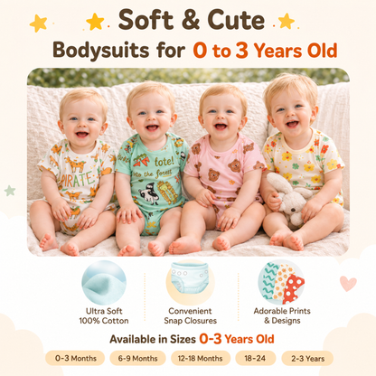 Bodysuits - Summer - Boy - 0 to 3y 👶Gentle Cotton Summer Baby Bodysuit