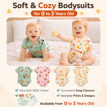 Bodysuits - Summer - Boy - 0 to 3y 👶Gentle Cotton Summer Baby Bodysuit