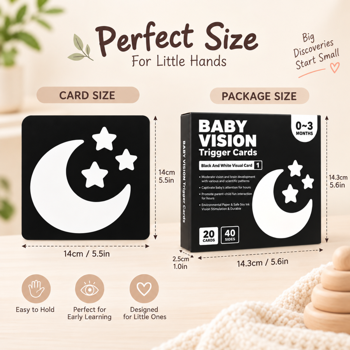 Stage 1 to Stage 4 - Books - Early Learning By Visual Card - 0 to 3Y - High Contrast Black & White Baby Visual Learning Card Main
