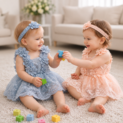 Bodysuits - Summer - Girl - 0 to 24m 👗 Floral Embroidery Baby Bodysuit Set