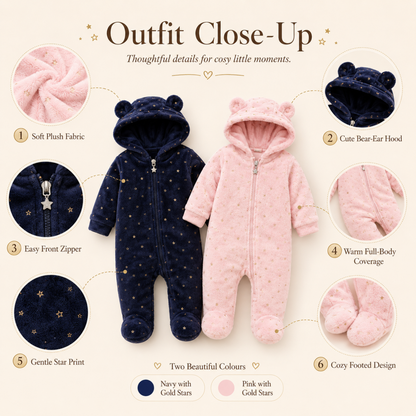 Jumpsuits - Girl & Boy - 0 to 12m 🧸❄️ Unisex Warm Flannel Winter Jumpsuit