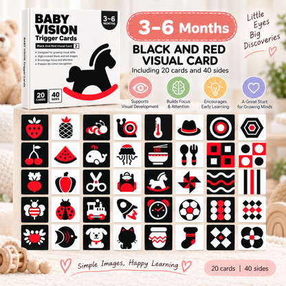 Stage 1 to Stage 4 - Books - Early Learning By Visual Card - 0 to 3Y - High Contrast Black & White Baby Visual Learning Card Main