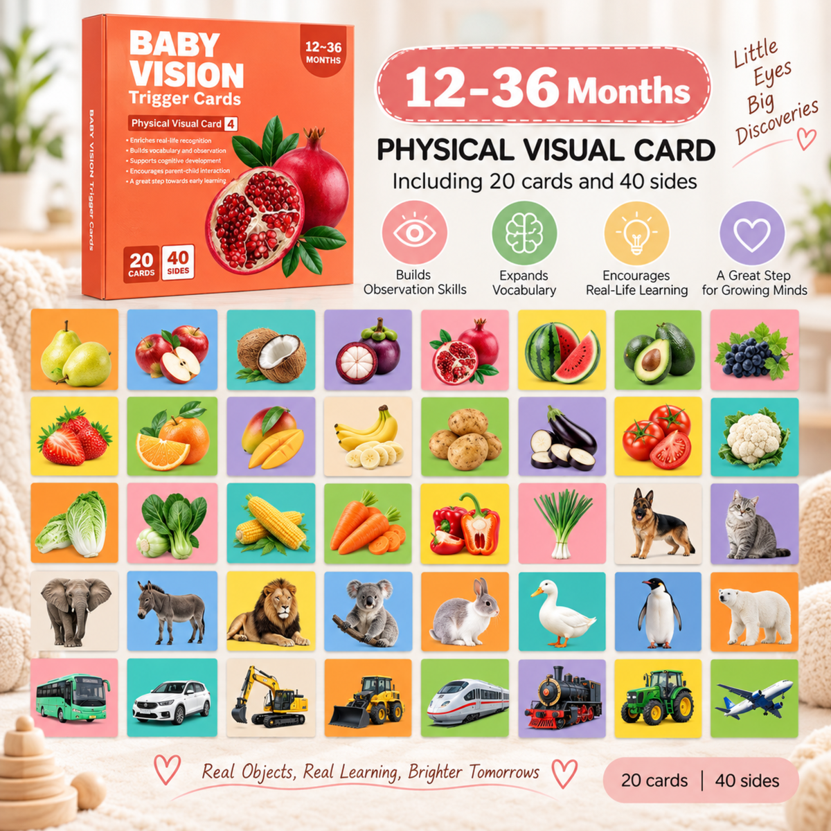 Stage 1 to Stage 4 - Books - Early Learning By Visual Card - 0 to 3Y - High Contrast Black & White Baby Visual Learning Card Main