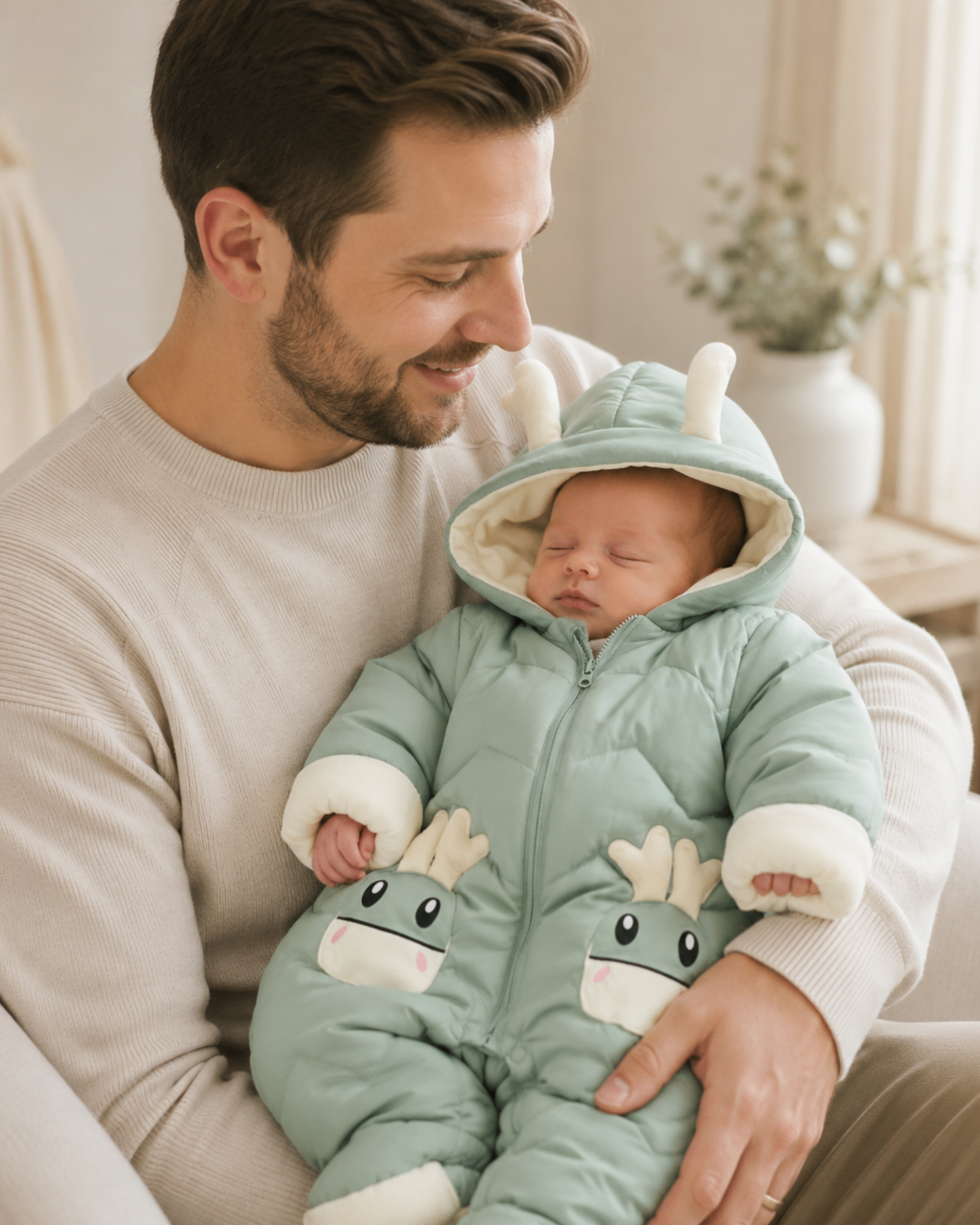 Jumpsuits - Girl & Boy - 0 to 24m 🦌🤍 Deer Hood Winter Snowsuit for Babies & Toddlers Main