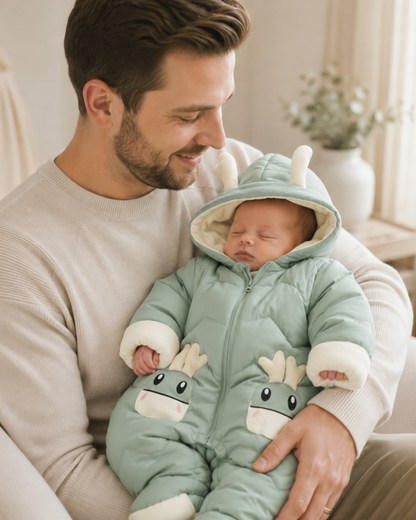 Jumpsuits - Girl & Boy - 0 to 24m 🦌🤍 Deer Hood Winter Snowsuit for Babies & Toddlers Main