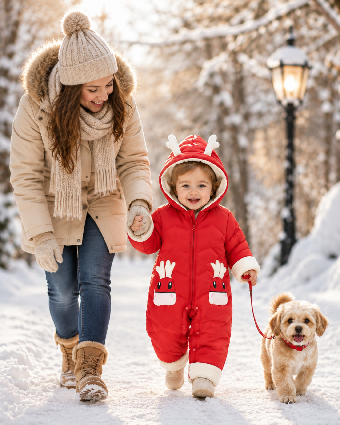 Jumpsuits - Girl & Boy - 0 to 24m 🦌🤍 Deer Hood Winter Snowsuit for Babies & Toddlers Main