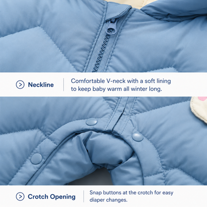 Jumpsuits - Girl & Boy - 0 to 24m 🦌🤍 Deer Hood Winter Snowsuit for Babies & Toddlers Main