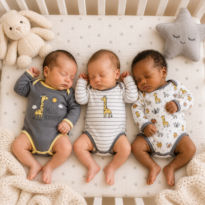 Bodysuits - Bundle Deal - Summer - Girl & Boy - 3m to 12m 👶🌸 Baby Cotton Bodysuit Set of 3 Main