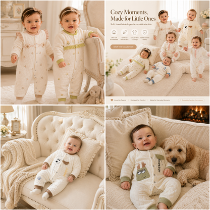 Jumpsuits - Girl & Boy - 0 to 12m 🧸❄️ Unisex Warm Flannel Autumn Jumpsuit