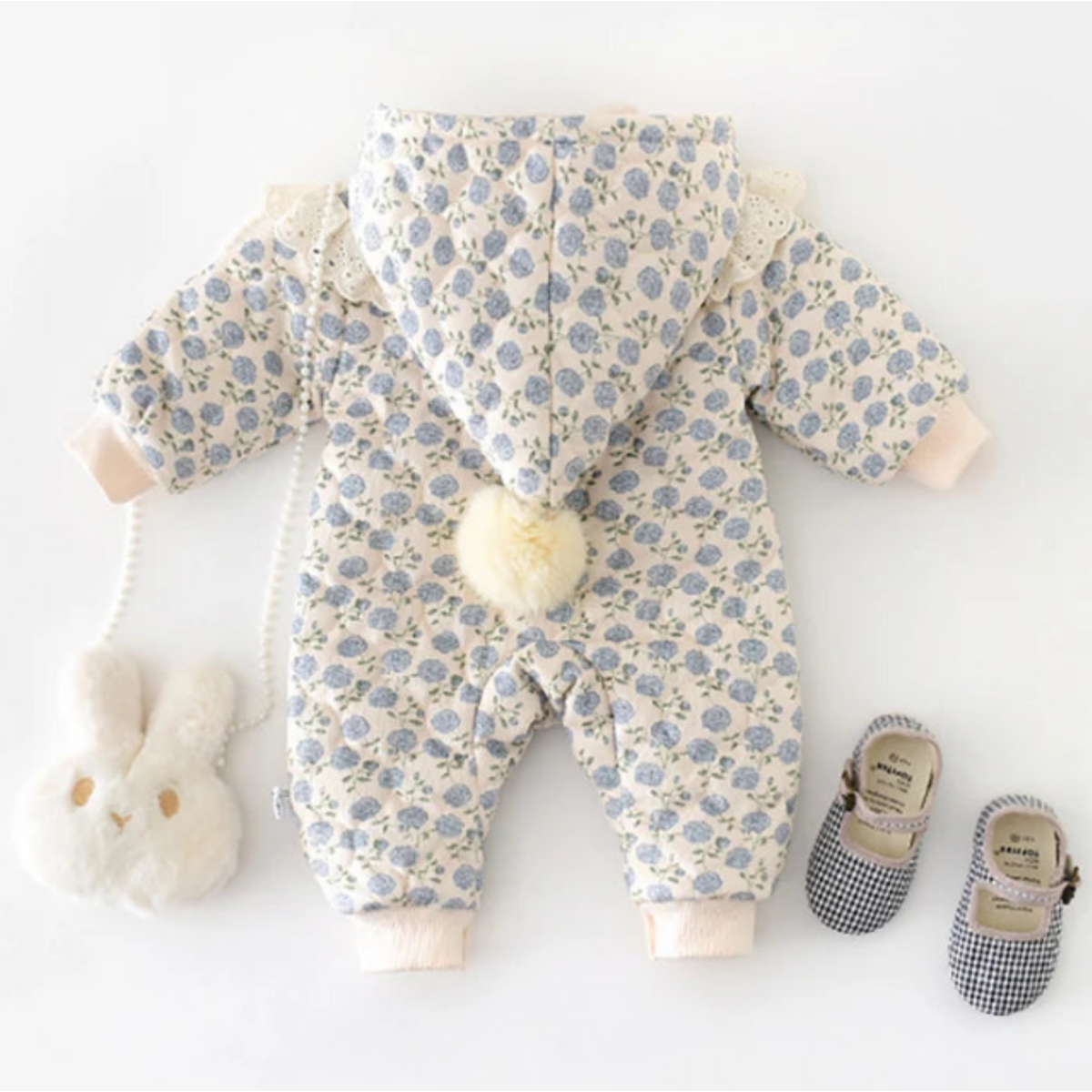 Jumpsuits – Winter – Girls – Newborn – 24 Months –👗 Hooded Floral Jumpsuit