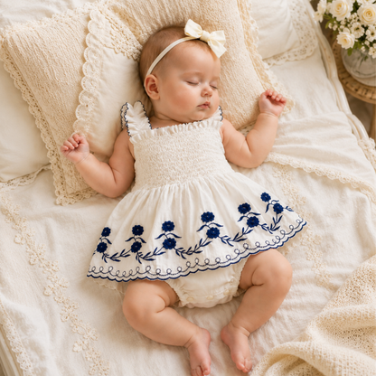 Bodysuits - Girl - 6m to 24m 🌸Vintage Floral Embroidered Baby Girl Sleeveless Bodysuit
