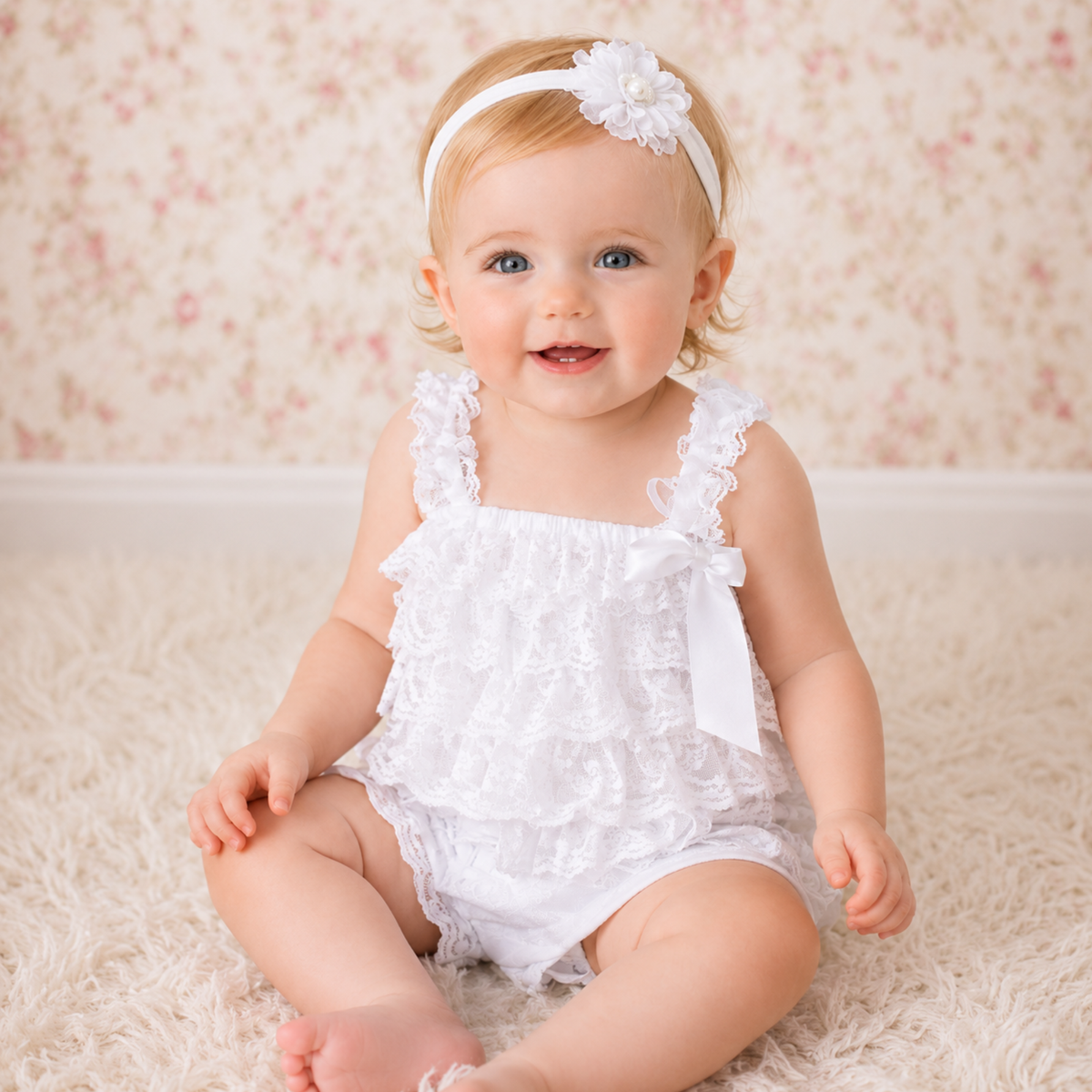 Bodysuits - Summer - Girl - 3m to 3y 👗 Soft Lace Ruffle Bodysuit for Baby Girls Main