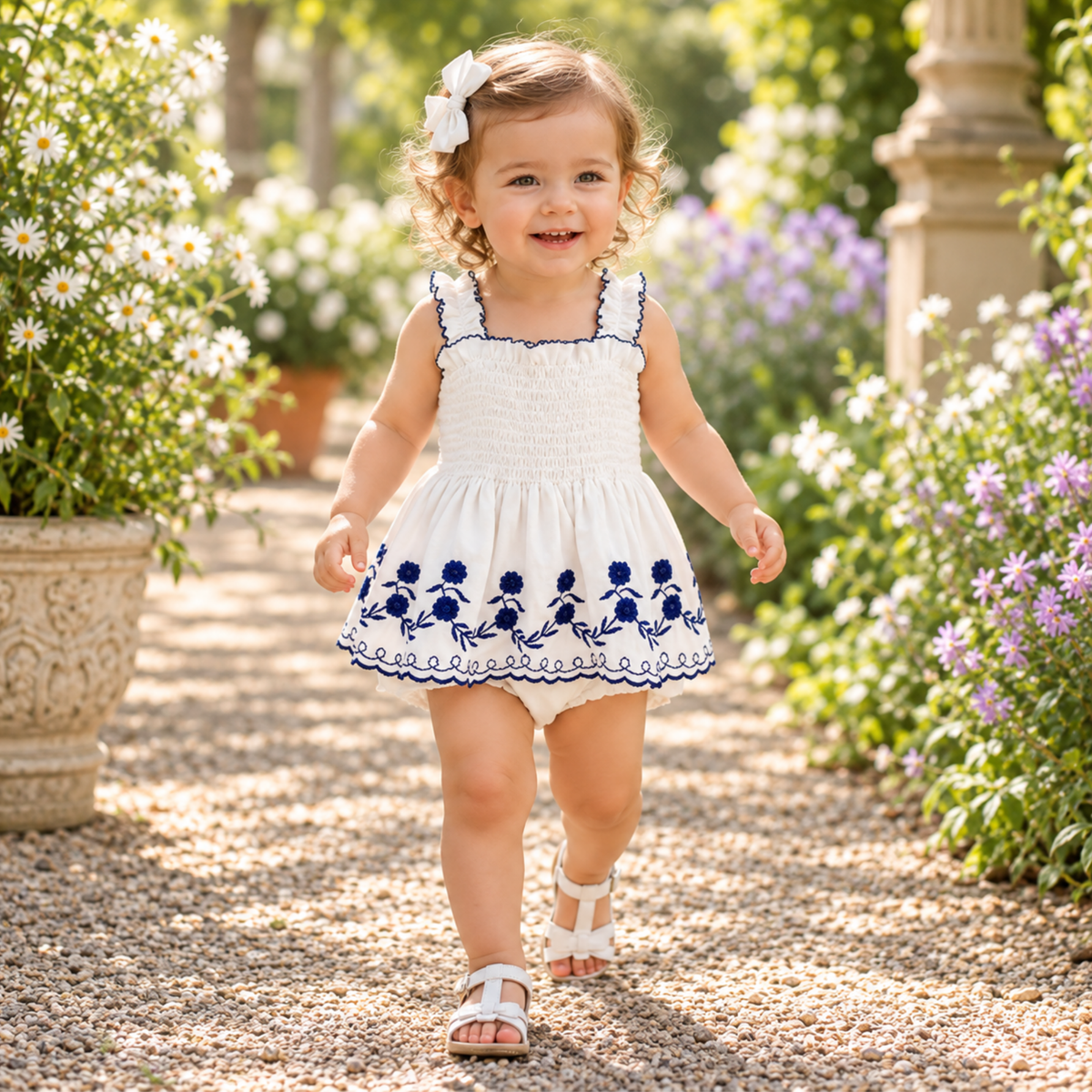 Bodysuits - Girl - 6m to 24m 🌸Vintage Floral Embroidered Baby Girl Sleeveless Bodysuit