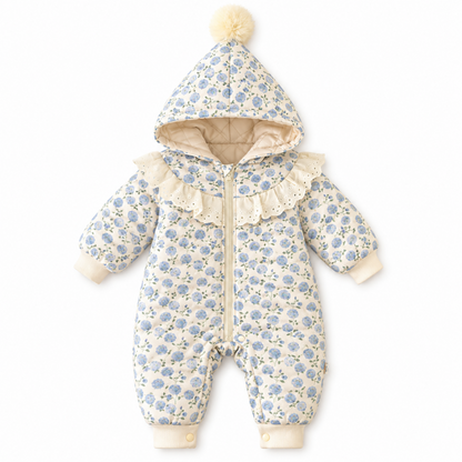 Jumpsuits – Winter – Girls – Newborn – 24 Months –👗 Hooded Floral Jumpsuit
