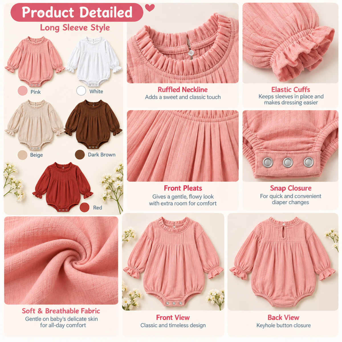 Bodysuits – Summer👗 Girls – 3M–3Y – Solid Cotton Bodysuit