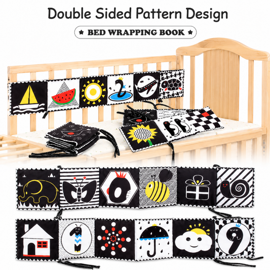Books - Baby PARENT-Child Learning By Soft Cloth Book - 0 to 36m (1 to 3m) - High Contrast Black & White Animal Sensory Cloth Book