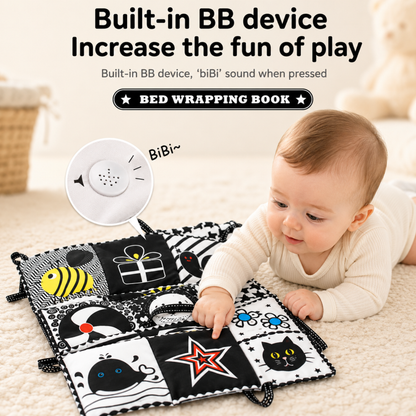 Books - Baby PARENT-Child Learning By Soft Cloth Book - 0 to 36m (1 to 3m) - High Contrast Black & White Animal Sensory Cloth Book