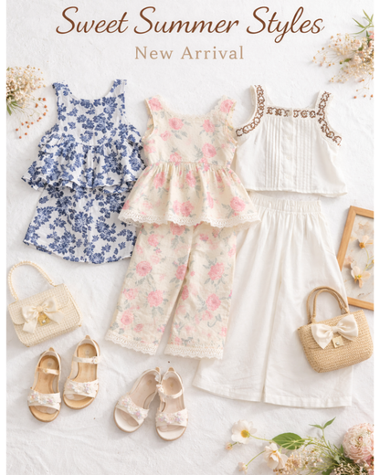 Matching - Sets - Summer - Girl - 3y to 7y 👗 Girls Summer 2-Piece Vest & Pants Set aCTIVE
