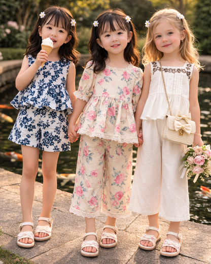 Matching - Sets - Summer - Girl - 3y to 7y 👗 Girls Summer 2-Piece Vest & Pants Set aCTIVE