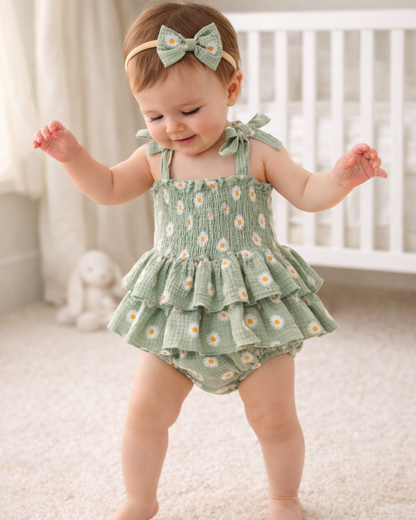 Bodysuits - Summer - Girl - 0 to 18m 👉 🌼 Daisy Tiered Baby Bodysuit Dress Set