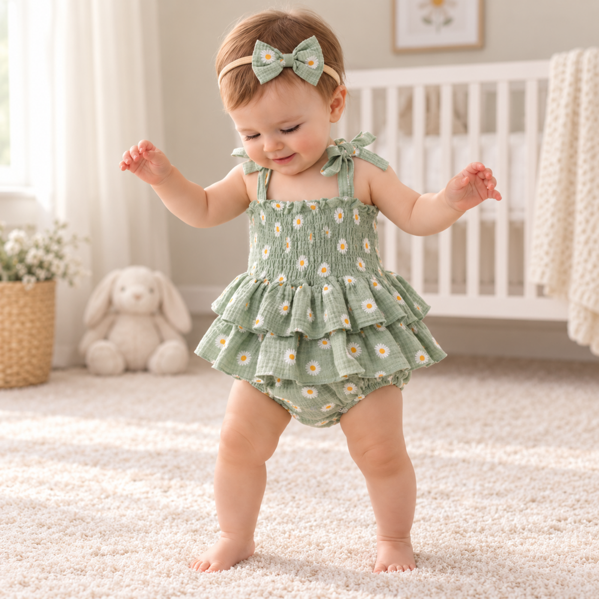 Bodysuits - Summer - Girl - 0 to 18m 👉 🌼 Daisy Tiered Baby Bodysuit Dress Set