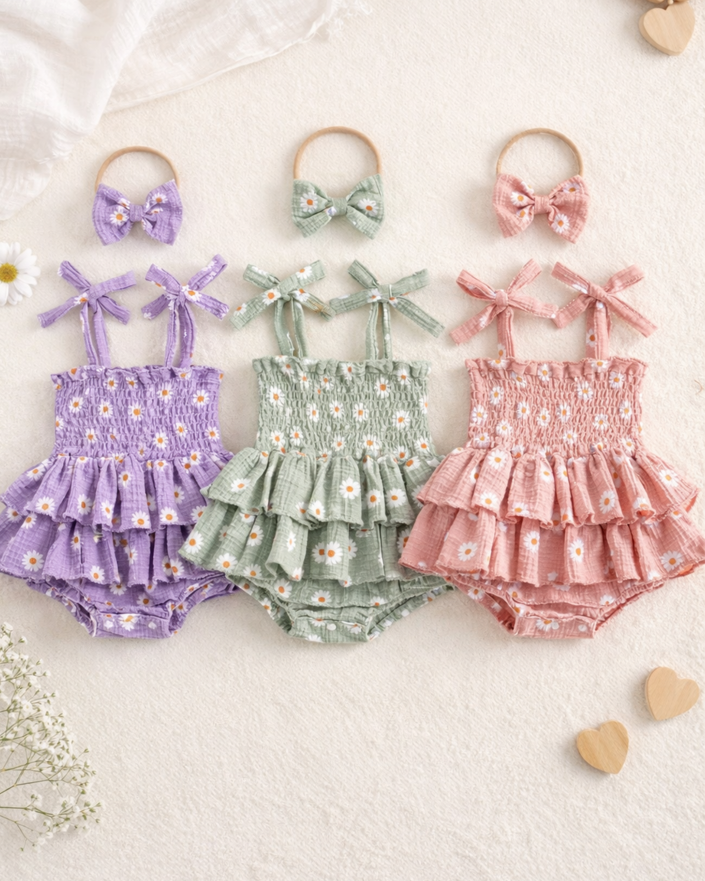 Bodysuits - Summer - Girl - 0 to 18m 👉 🌼 Daisy Tiered Baby Bodysuit Dress Set