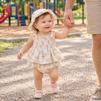Bodysuits - Summer - Girl - 6m to 18m 🌸 Floral Baby Bodysuit Skirt Set with Hat