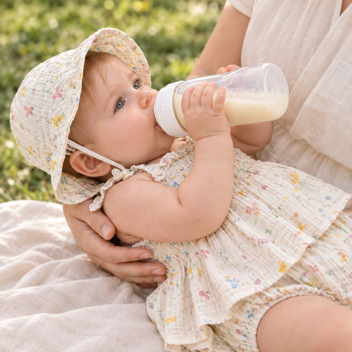 Bodysuits - Summer - Girl - 6m to 18m 🌸 Floral Baby Bodysuit Skirt Set with Hat