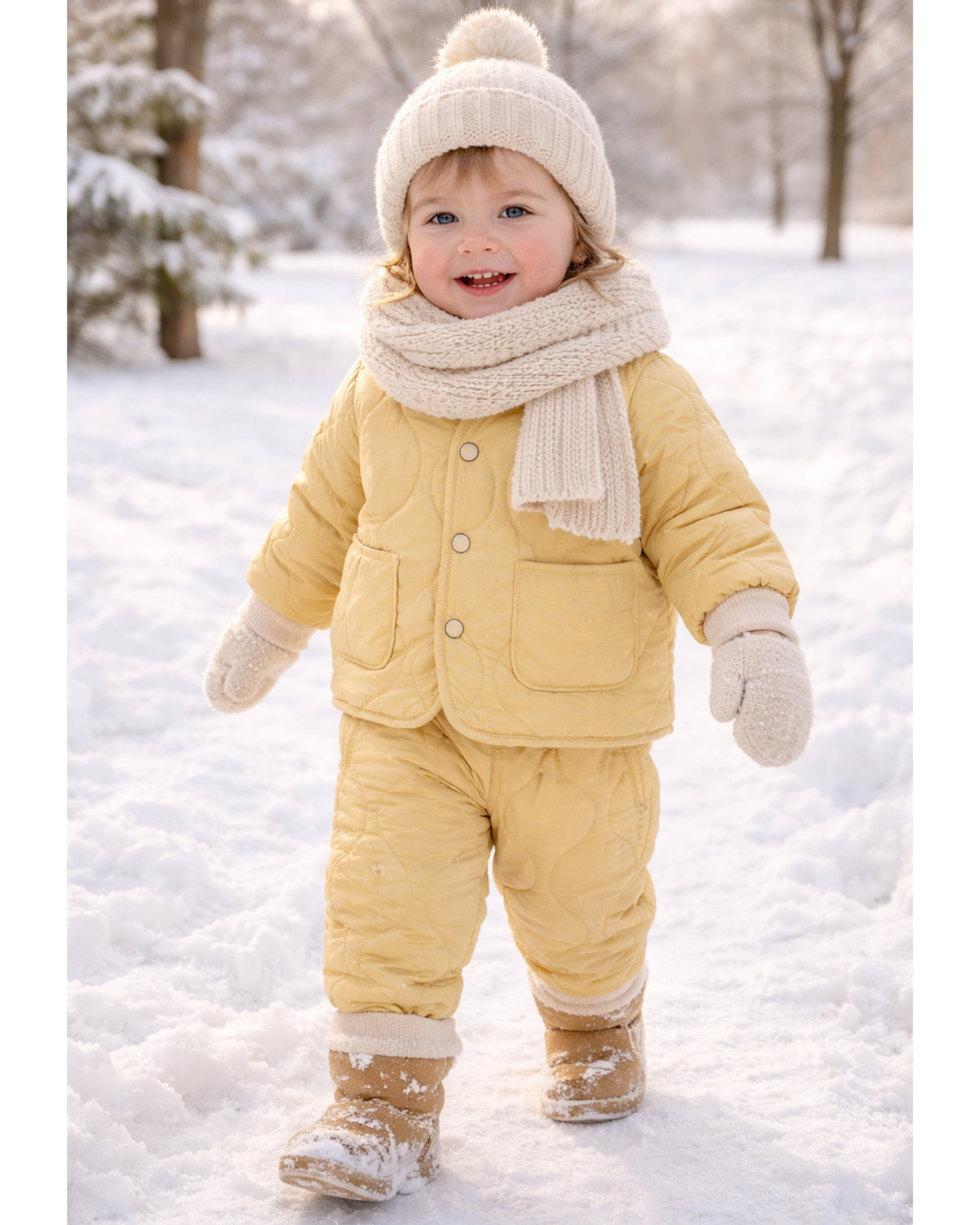 Matching - Sets - Winter - Girl & Boy - 1y to 5y 🎯 Winter Quilted Pullover & Pants Set – Cozy Outfit for Boys & Girls (12M–6Y)
