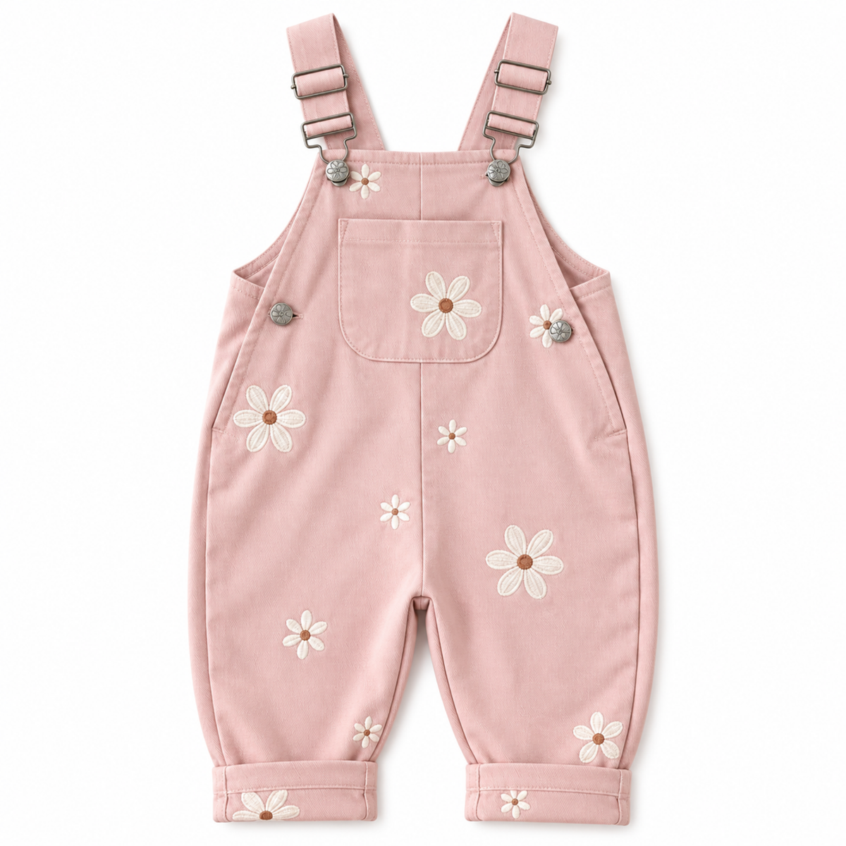 Jumpsuits – Summer – Girls – 6M to 3Y - Floral Embroidered Overalls