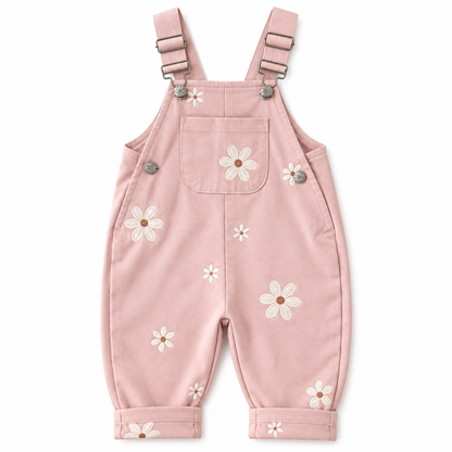 Jumpsuits – Summer – Girls – 6M to 3Y - Floral Embroidered Overalls